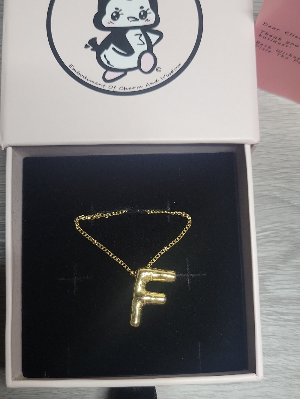 Pixie The Penguins Gold Initial F Necklace